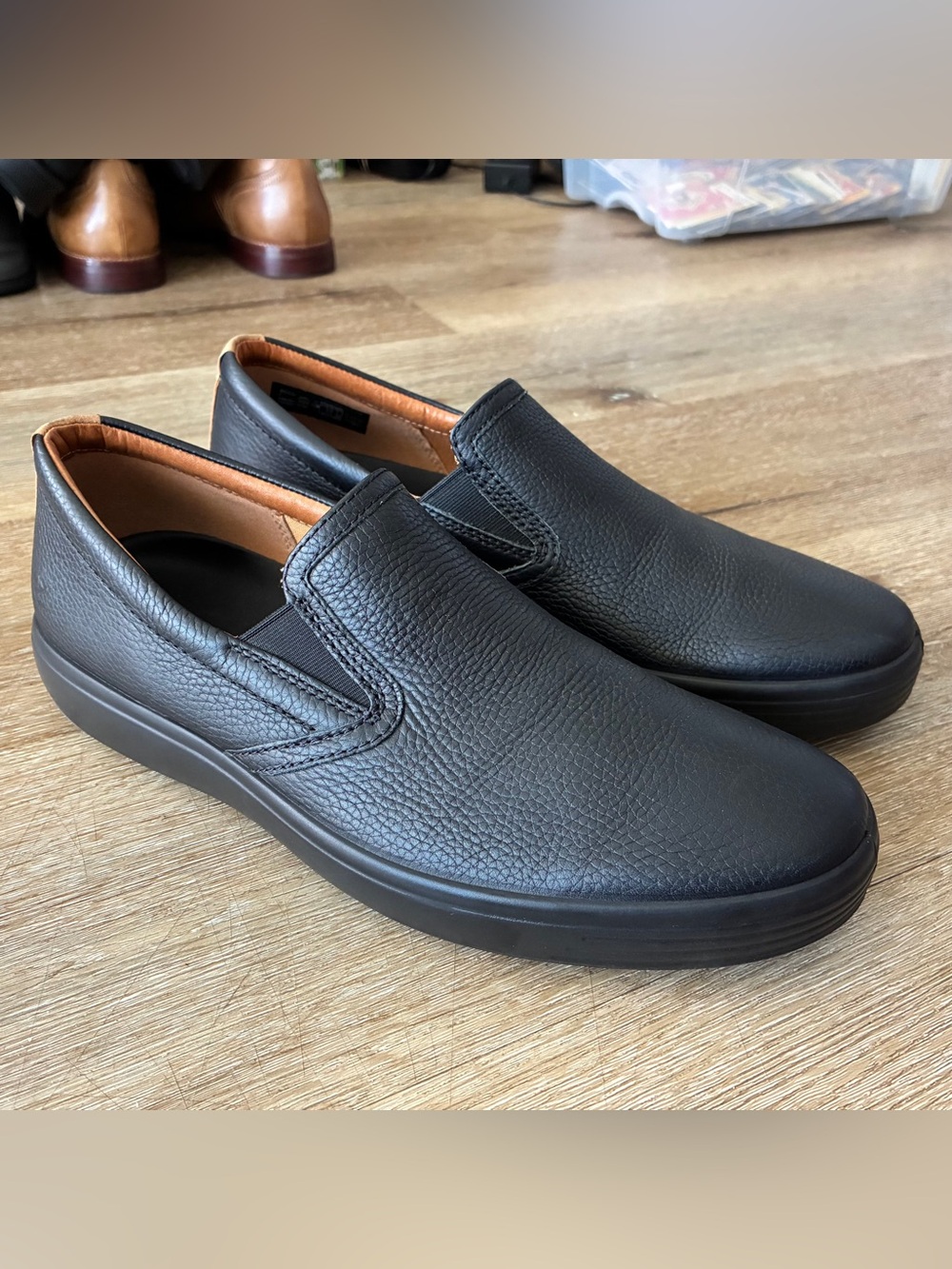 ECCO Soft 7 Slip-On Black Leather Sneakers Men’s US 10-10.5 EU 44 
Worn One Time